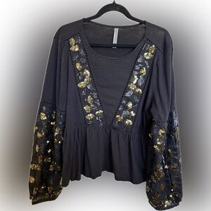 Anthropologie sequin party top xl
